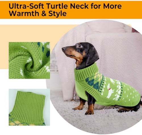 Lelepet Mini Dachshund Sweater Turtleneck Dog Sweaters for Small Dogs XS-XL