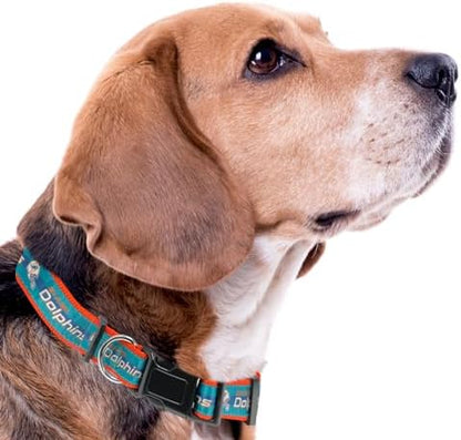 Pets First NFL Miami Dolphins Licensed PET COLLAR, Small - Heavy-Duty, Strong, and Durable Dog Collar. Available in 31 Football Teams and 4 Sizes