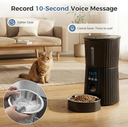 DUMOS 4L Automatic Cat Feeder, Dog Food Dispenser with APP Control, Black