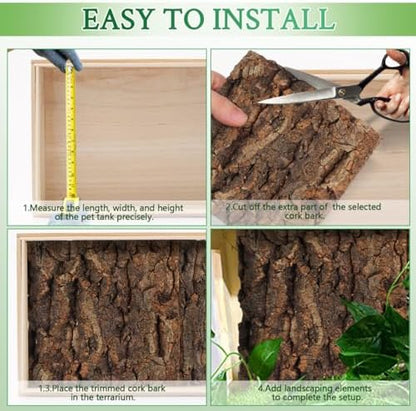 SHINEOFI Cork Bark Reptile Tank Background 4 pcs Terrarium Decor for Gecko Lizard Frog Bearded Dragon Natural Bark Pieces 5.90 X 5.90 X 0.78 in