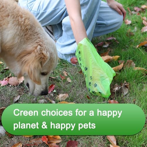 ILOMAX Dog Poop Bags with Dispenser, 270 Unscented Waste Bags (38% Plant-Based), Extra Thick Leak-Proof Refill Rolls for Dogs & Cats – 18 Rolls + Holder