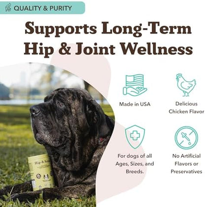 Natural Dog Company Hip & Joint Chews for Dogs with Glucosamine for Dogs + Chondroitin, MSM & Turmeric, Supports Mobility & Reduces Discomfort, Stiffness, Natural Pain Relief Joint Supplement. 180 Ct