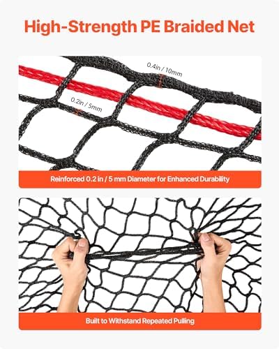 VEVOR Round Bale Hay Net, 5.91 x 5.91 x 5.91 ft, 1.65 inch Holes, PE Material, Knotless Design, with Zip Ties, Needle Shuttle, Repair Twine and Storage Bag, Slow Feeder Round Bale Net for Horses