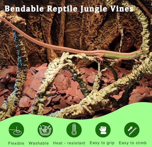 BNOSDM Reptile Jungle Vines Flexible Bend-A-Branch, 3.6Ft Reptile Climbing Branches, Chameleon Flexible Vine Decor,Terrarium Plants Decoration Accessories for Lizard Gecko Frog Snake