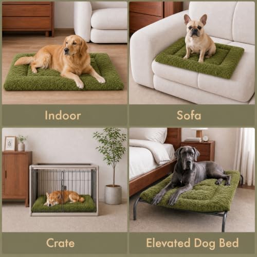 Exsnugy Washable Dog Bed Mat Medium Size Fluffy Pet Crate Pad 36x23