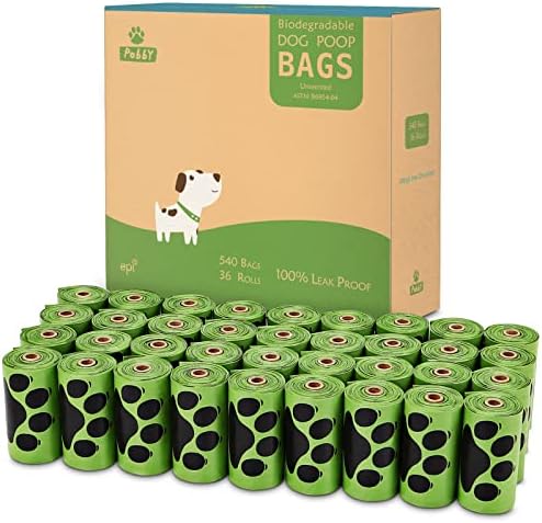 Dog Poop Bags Rolls 540 Count, Unscented Refill Rolls, 9" X 13" Doggie Poop Bags, Dog Waste Bags BY PobbY