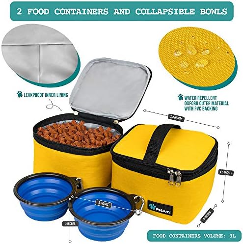 PetAmi Dog Travel Bag Organizer, Pet Supplies Diaper Tote, Yellow Medium