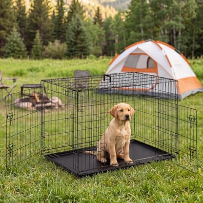Sweetcrispy Dog Crate 42 Inch, Medium Large Dog Cage, Foldable Pet Kennel