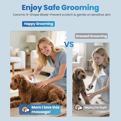 2-in-1 Dog & Cat Grooming Kit - Rechargeable Cordless Pet Hair Clippers with Nail Grinder & Paw Trimmer & 4 Guide Combs, Low Noise Dog Clippers for Grooming Small Medium Pets