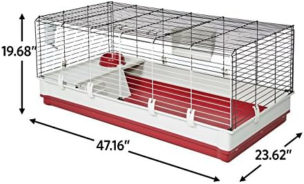 Midwest Homes for Pets Deluxe Rabbit & Guinea Pig Cage, X-Large, White & Red