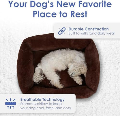 AMERICAN KENNEL CLUB Cuddler Pet Bed with Low-Profile Entrance – 30" Plush Dog Bed for Medium Breeds Up to 50 lbs, Ultra-Soft Washable Bed with Non-Slip Bottom, Durable High-Loft Filling, Brown