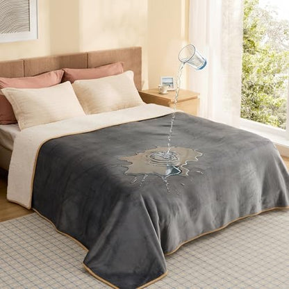 Bedsure Waterproof Blanket for Bed Soft Sherpa Fleece Throw,King 108"x86"