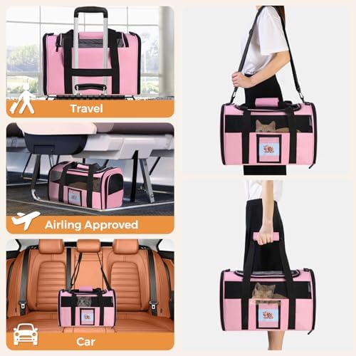 Cat Carrier Soft with Detachable Food Bowl,Soft-Sided Pet Bag(Up to 16 lbs)