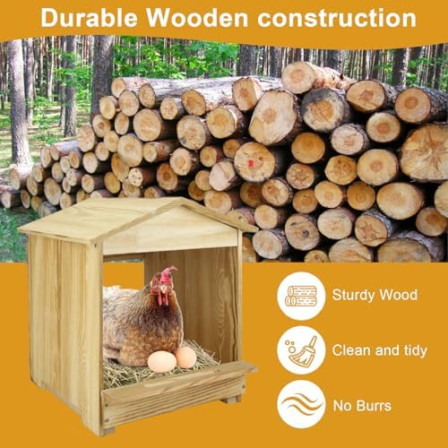 Chicken Nesting Box 1 Compartments - Wall Mount Wooden Egg Laying Nest Box for Chicken Coop, Easy to Assemble & Versatile Use for Hens, Ducks, Chickens