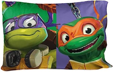 Nickelodeon Teenage Mutant Ninja Turtles Kids Reversible Pillowcase, 20 x 30 Inch, Super Soft Microfiber, Machine Washable, TMNT Kids Bedding - Jay Franco (Officially Licensed Nickelodeon Product)
