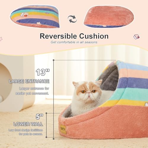 Cute Cat Beds for Indoor Cats, Cat Cave Bed for Kittens, Hideaway Cat House