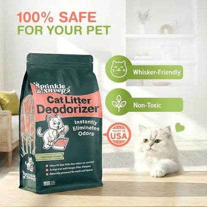 Sprinkle & Sweep: Litter Box Deodorizer - 2 Pack, 8oz Bags - Cat & Kitten Home Odor Neutralizer, Ultra-Absorbent Formula, Non-Toxic, Pet Smell Control