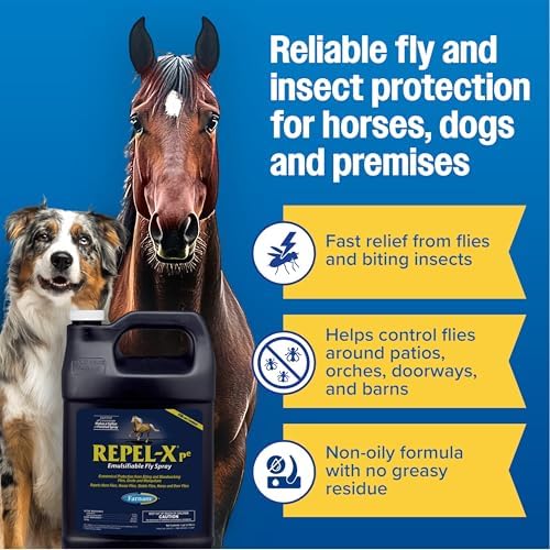Farnam Repel-X pe Concentrated Fly Spray for Horses & Dogs, 128 Ounces