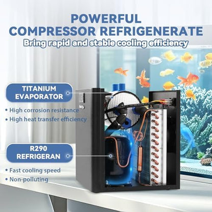 Poafamx 42gal Aquarium Chiller 1/10 HP Ultra Quiet Compressor Water Chiller