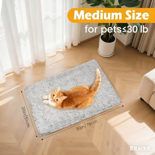 Buvlnee Self Warming Cat Bed Mat, Self Heating Mat for Dog, Extra Warm Thermal Pet Pad with Non-Slip Bottom, Removable Washable Cover for Indoor Outdoor Non Electric (Black, 20x30in)