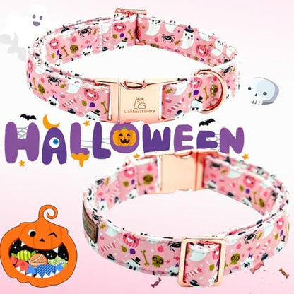 Lionheart Glory Halloween Dog Collar Bowtie - Heavy Duty & Adjustable - Fall Holiday Collar for Large Dogs - Female or Male - Gift