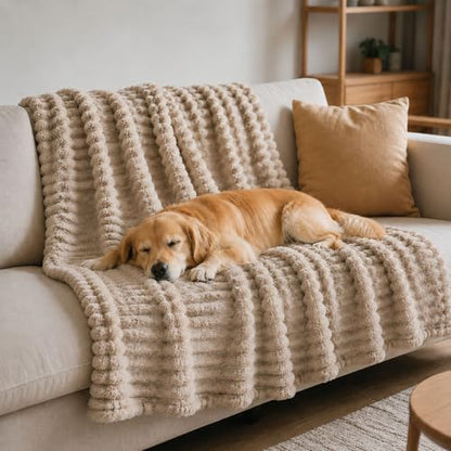 Emotional Support Blanket for Dogs, Yellow Dog Blanket (Light Coffee,47x79in)