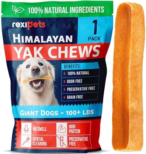 100% Natural Yak Cheese Himalayan Made Dog Chews All Breeds - Lactose Free Yak Chew for Small Medium & Large Dogs - Dental Cleaning Dog Chews for Aggressive Chewers - Long Lasting Odor & Gluten Free