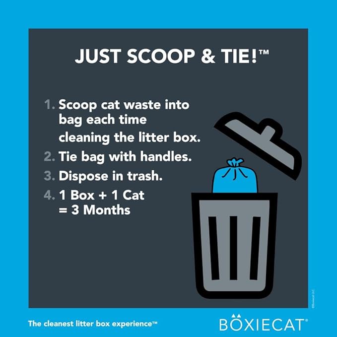 Boxie Cat Litter 16 Lb Clumping Clay + Cleanup Bundle - Boxiecat Premium Clumping Clay Cat Litter - Gently Scented Formula | Boxiecat Scoop & Tie Cat Litter Waste Bags