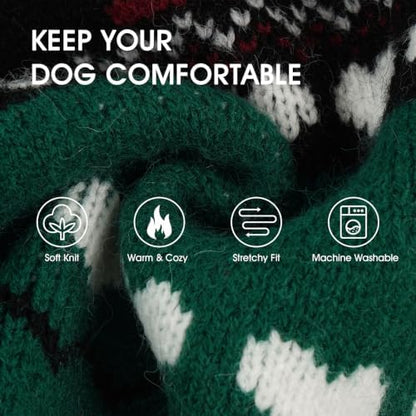 IECOii Warm Dog Sweater, Turtleneck Knitted Winter Clothes for Cold Weather