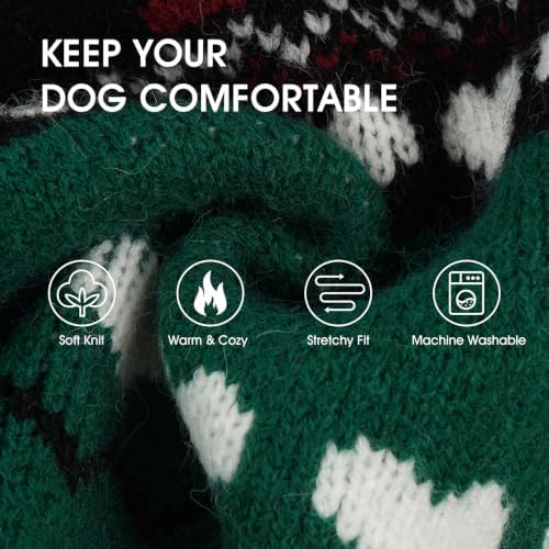 IECOii Warm Dog Sweater, Turtleneck Knitted Winter Clothes for Cold Weather
