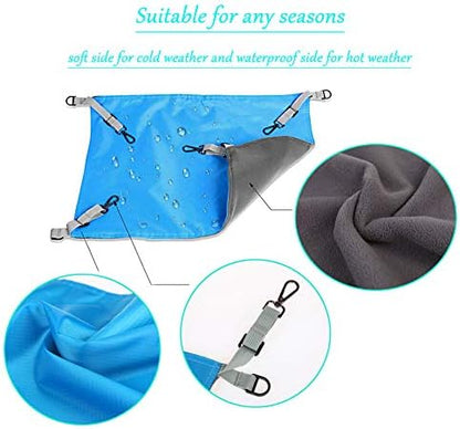 Hanging Cat Hammock, Pet Hammock for Cage, Adjustable Cat Bed Two Sides Comfortable/Waterproof Resting Sleepy Pad for Cats Small Dogs Rabbits or Other Small Animals (Blue)