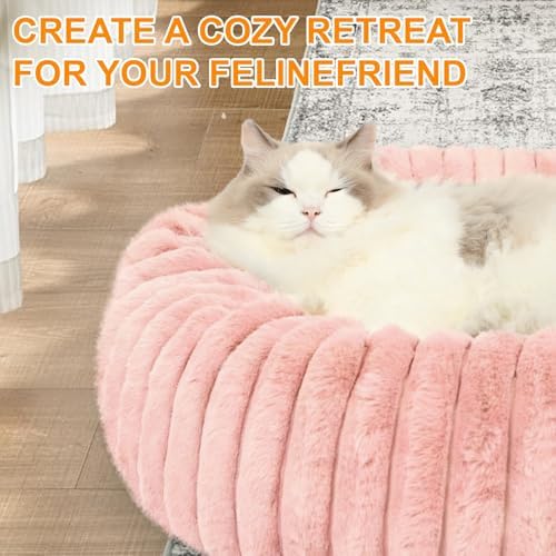 Washable Small Cat Dog Bed,Puppy Bed Cat Beds for Indoor Cats(Pink,M)