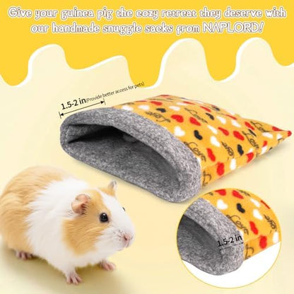 NAPLORD Small Pet Fleece Set,Guinea Pig Snuggle Sack, Tunnel,Fleece Forest Hideout,Square and Round Potty Pads for Guinea Pigs and More