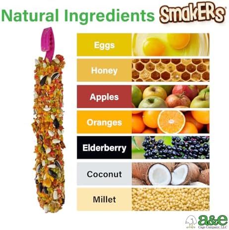 Vitapol Smakers 3-in-1 Treat Sticks for Parakeets, Egg Honey Fruit, 3 Pk