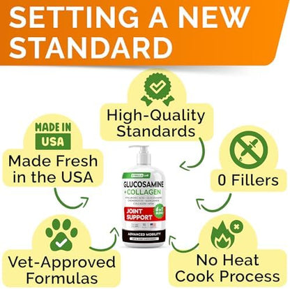Liquid Glucosamine for Dogs w/Collagen, Hip Joint Supplement, Mobility Aid