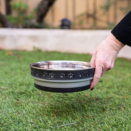 Loving Pets Corsa Dog Bowls- Stainless Steel Dog & Cat Bowls - Spill Proof Dog Food Bowl, Cat Bowl, Puppy Essentials & Pet Supplies Great for Home & Travel (Large 35-65 lbs, Stealth Black)