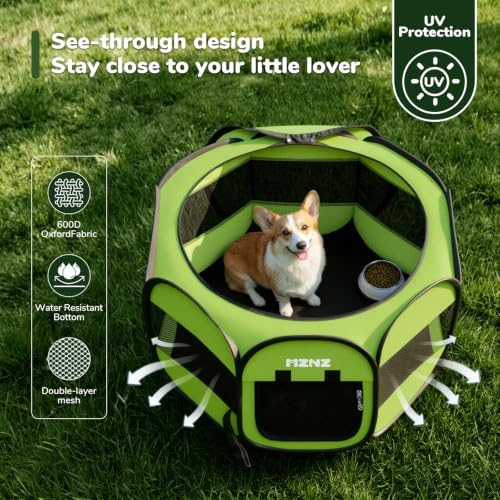 Dog Cat Small Animal Puppy Playpen Crate, Medium, Whole Green
