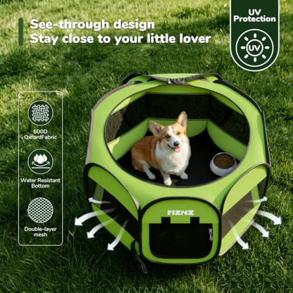 Dog Cat Small Animal Puppy Playpen Crate, Medium, Whole Green