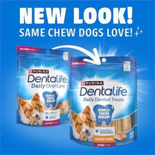 Dentalife Purina Daily Oral Care Dental Dog Treats, Small/Medium, 60 ct