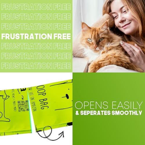 Certified Home Compostable Cat Litter Bags for Poop, XL 60 Count