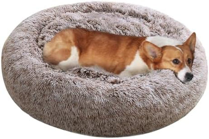 JOLLYVOGUE Dog & Cat Bed, Calming Anti-Anxiety Pet Bed for Small Dogs, Fluffy Donut Cushion for Small and Medium Pets (23")
