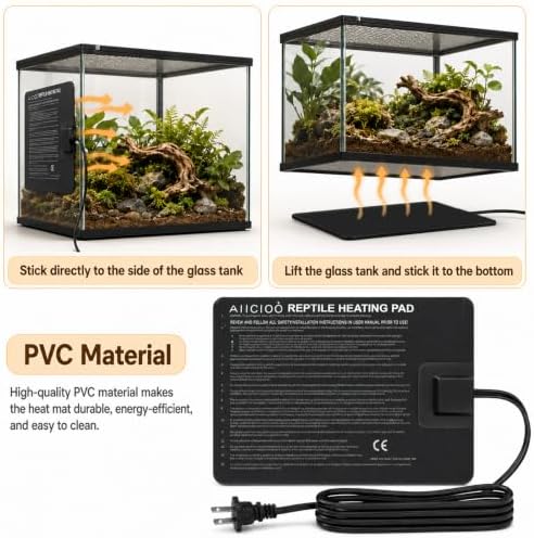 Aiicioo Reptile Heating Pad - Hermit Crab Heater Heat Mat for Reptiles Snake Lizard Terrarium 8 Watt (Pack of 4)