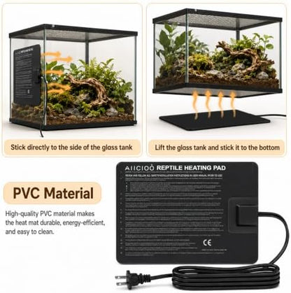 Aiicioo Reptile Heating Pad - Hermit Crab Heater Heat Mat for Reptiles Snake Lizard Terrarium 8 Watt (Pack of 4)
