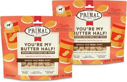 Primal My Butter Half, Dog Treats, Chicken & Peanut Butter, 2 oz (2 Pack)