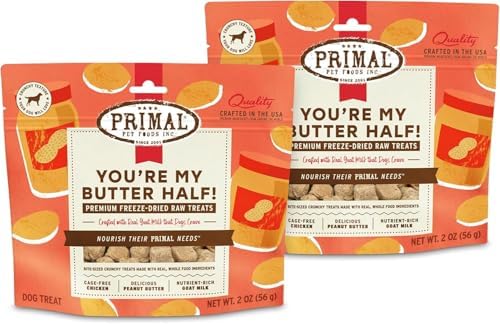Primal My Butter Half, Dog Treats, Chicken & Peanut Butter, 2 oz (2 Pack)