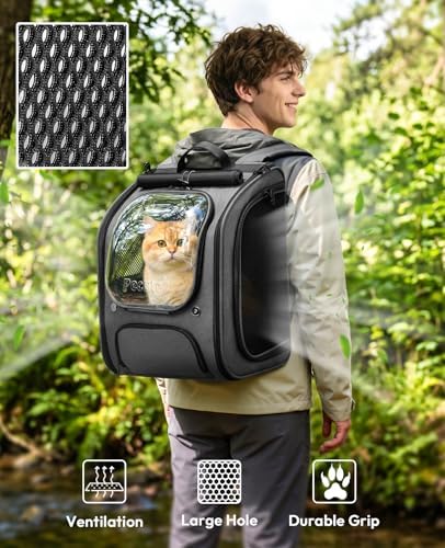 Pecute Cat Backpack Carrier,Large Space Cat Bubble Backpack,Ergonomic,Gray