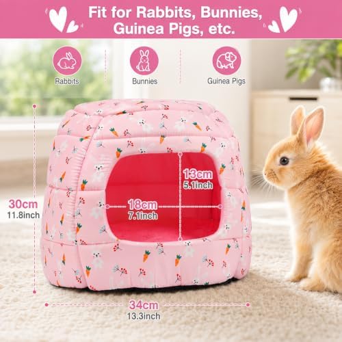 YUEPET Large Rabbit Bed House, Winter Warm Bunny Hideout Cave