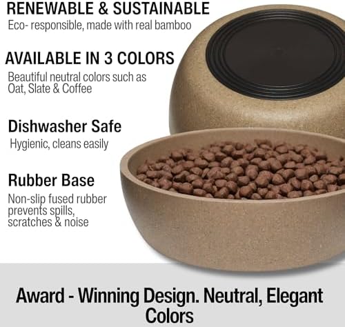 Loving Pets - Dolce Bamboo - Eco-Friendly Pet Bowls & Dishes for Dog, Cats, Puppy Food and Water Bowl -Sustainable and Dishwasher Safe, Made with Real Bamboo (Medium, Coffee-Brown)