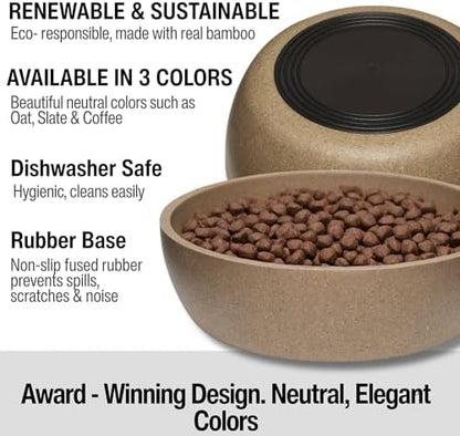Loving Pets - Dolce Bamboo - Eco-Friendly Pet Bowls & Dishes for Dog, Cats, Puppy Food and Water Bowl -Sustainable and Dishwasher Safe, Made with Real Bamboo (Medium, Coffee-Brown)
