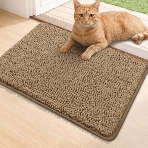 Bcoimo Super Absorbent Cat Door Mat, 24"*17" Anti Slip Mat for Muddy Paws